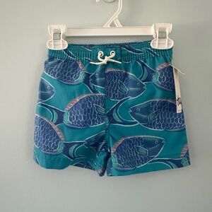 Tea Fish Print Swim Shorts NWT